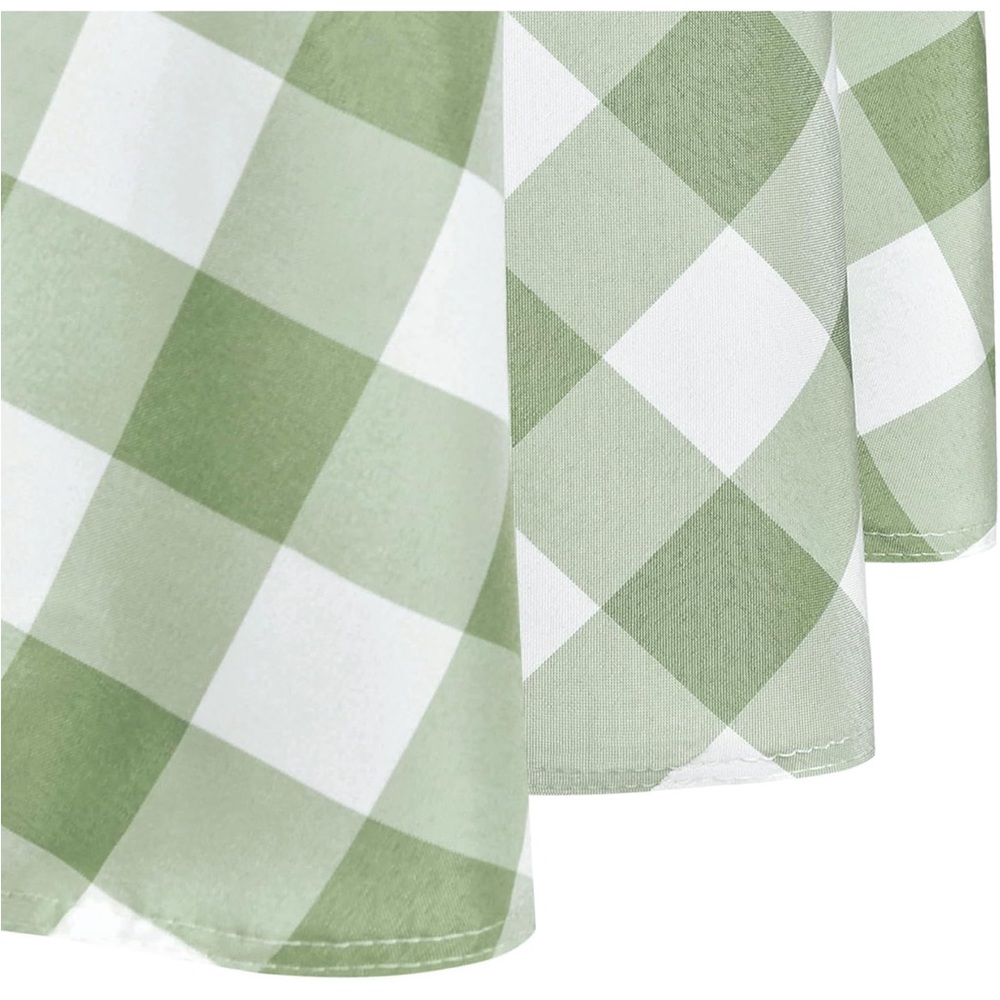 120 inch - Green and White Checkered Tablecloth - Picture 3 of 4